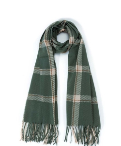 Plaid Fringed Ends Winter Scarf SF320110 EMERALD